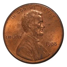 Монета 1 цент 1988 года (аверс)