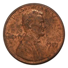 Монета 1 цент 1989 года (аверс)