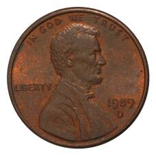 Монета 1 цент 1989 года D (аверс)