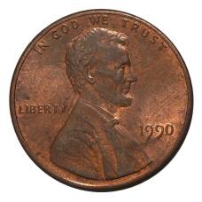 Монета 1 цент 1990 года (аверс)