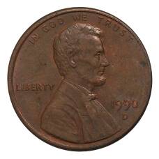 Монета 1 цент 1990 года D (аверс)