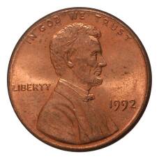 Монета 1 цент 1992 года (аверс)