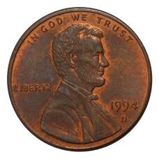 Монета 1 цент 1994 года D (аверс)