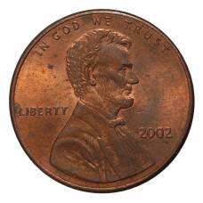 Монета 1 цент 2002 года (аверс)