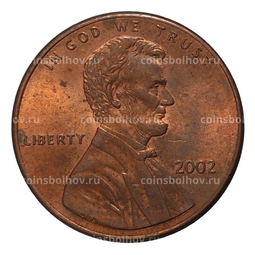 Монета 1 цент 2002 года