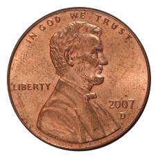 Монета 1 цент 2007 года D (аверс)