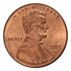 Монета 1 цент 2007 года D (аверс)
