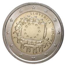 Монета 2 евро 2015 года 30 лет флагу ЕС - Словения (аверс)