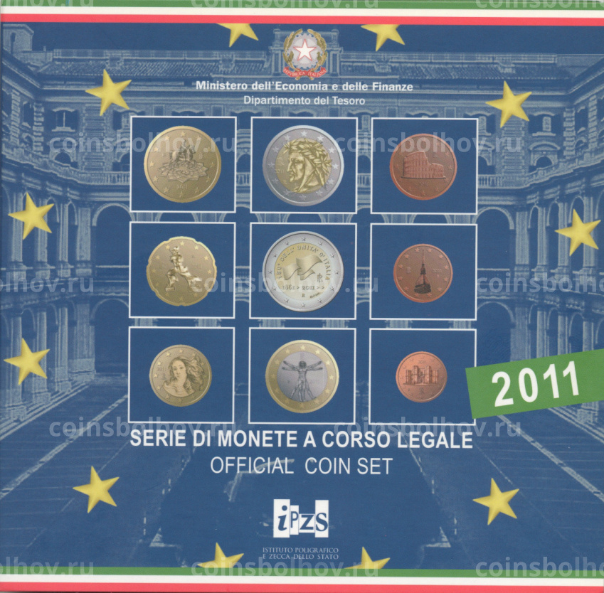 Набор монет Евро 2011 года Италия — в буклете (вид 3)