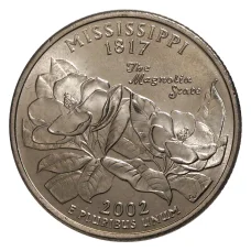 Монета 25 центов 2002 года D Штаты и территории — Миссисипи (аверс)