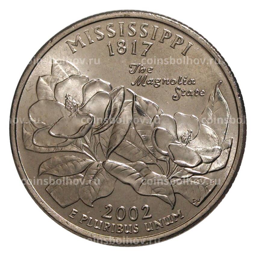 Монета 25 центов 2002 года D Штаты и территории — Миссисипи