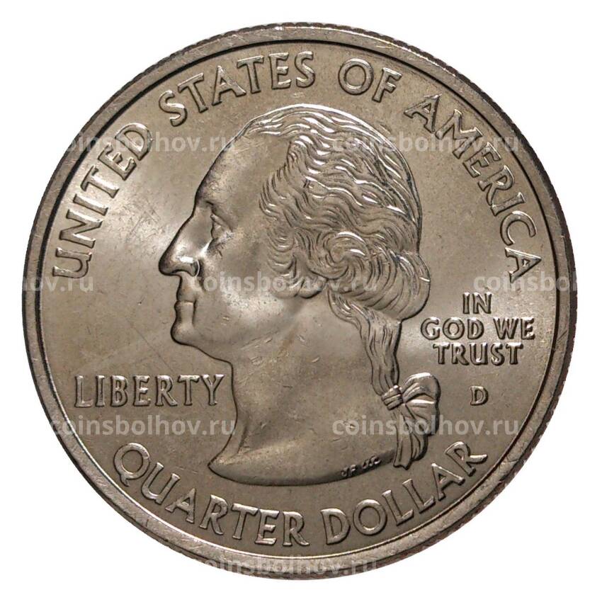 Монета 25 центов 2002 года D Штаты и территории — Миссисипи (вид 2)