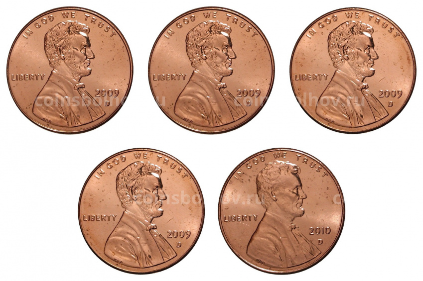 Набор монет 1 цент «Жизнь Авраама Линкольна» — монетный двор D (вид 2)
