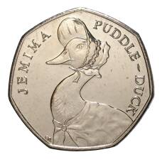 Монета 50 пенсов 2016 года 150 лет со дня рождения Беатрис Поттер — Клара Кряквуд (аверс)