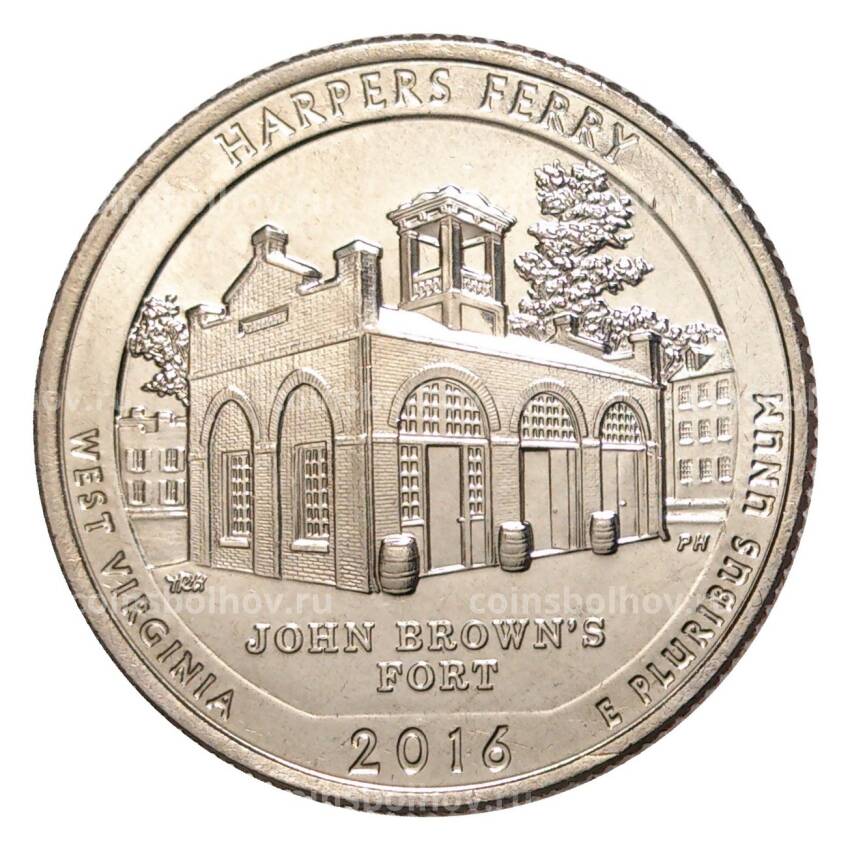 Монета 25 центов 2016 года P Национальные парки - №33 Харперс Ферри