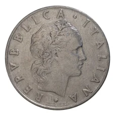 Монета 50 лир 1955 года Италия (реверс)