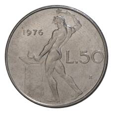 Монета 50 лир 1976 года Италия (аверс)