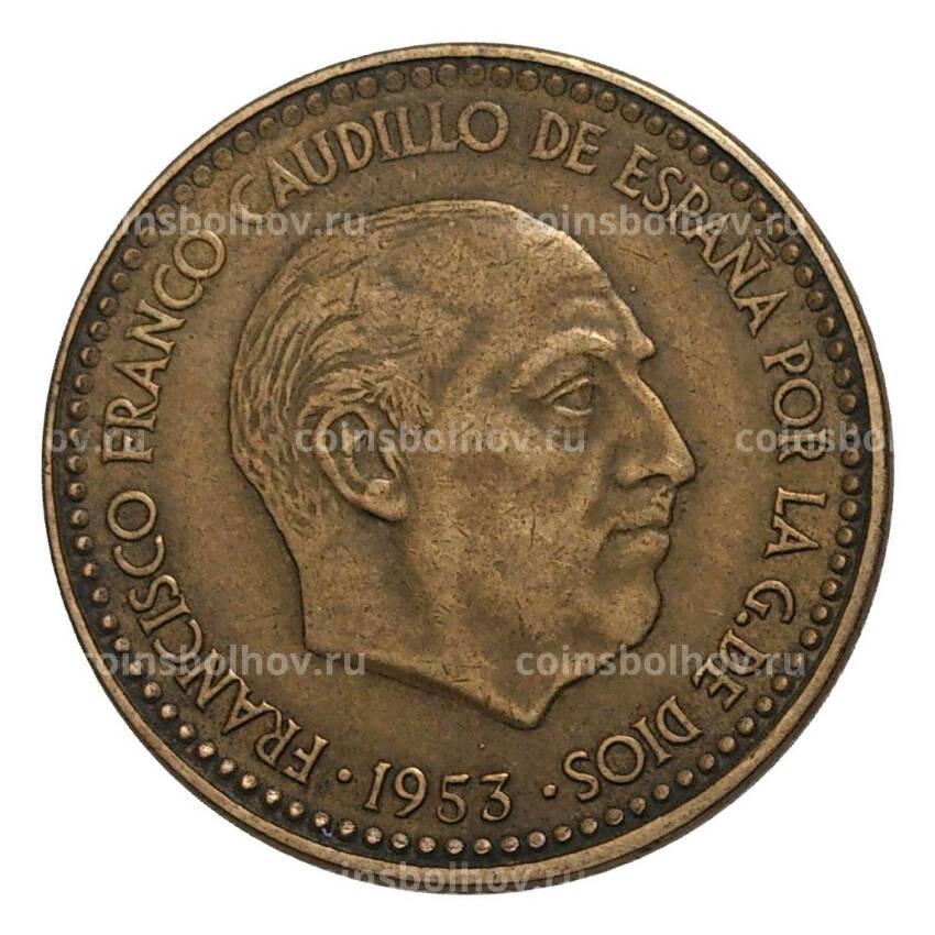 Монета 1 песета 1953 (56) года (вид 2)