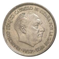 Монета 25 песет 1957 (59) года Испания (реверс)