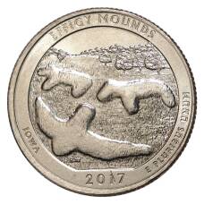 Монета 25 центов 2017 года D Национальные парки — №36 Национальный парк Эффиджи Маундс (Фигурные Курганы) (аверс)