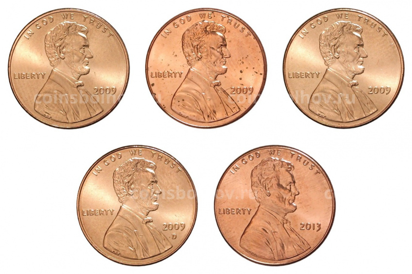 Набор монет 1 цент «Жизнь Авраама Линкольна» (вид 2)