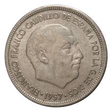 Монета 5 песет 1957 (71) года (реверс)