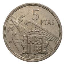 Монета 5 песет 1957 (74) года (аверс)