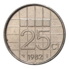 Монета 25 центов 1982 года Нидерланды (аверс)