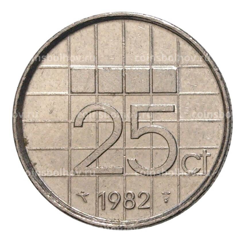 Монета 25 центов 1982 года Нидерланды