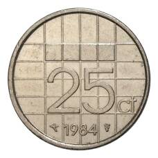 Монета 25 центов 1984 года Нидерланды (аверс)