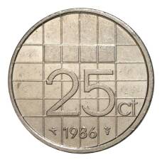 Монета 25 центов 1986 года Нидерланды (аверс)