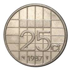 Монета 25 центов 1987 года Нидерланды (аверс)