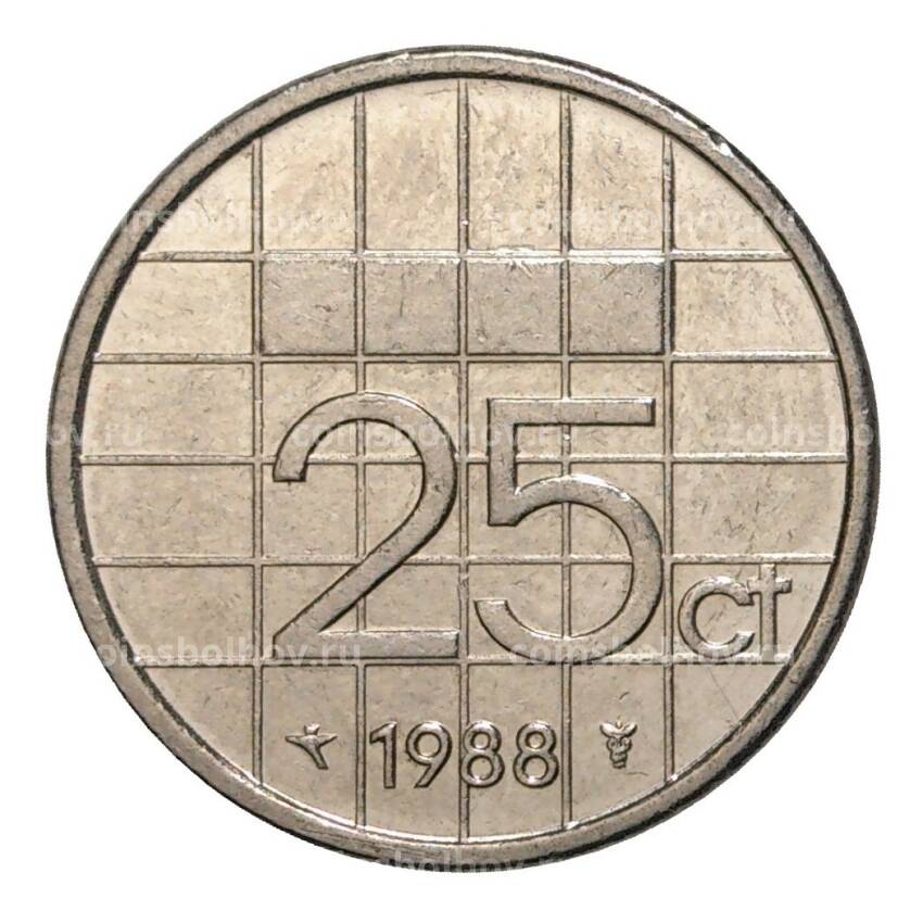 Монета 25 центов 1988 года Нидерланды