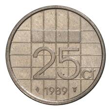 Монета 25 центов 1989 года Нидерланды (аверс)