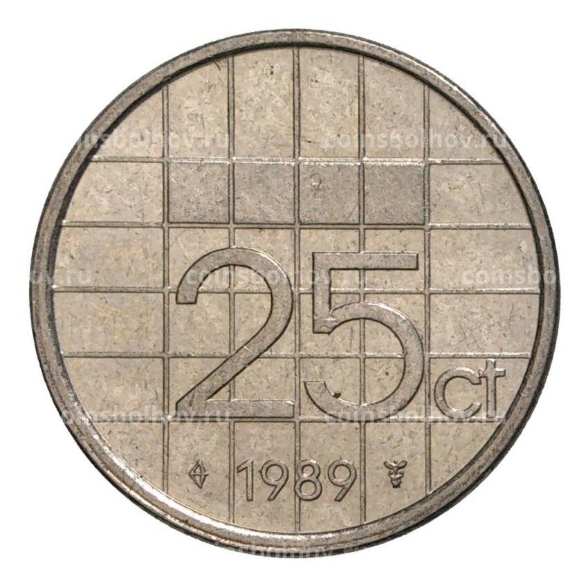 Монета 25 центов 1989 года Нидерланды