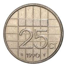 Монета 25 центов 1990 года Нидерланды (аверс)