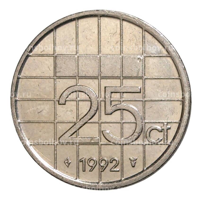 Монета 25 центов 1992 года Нидерланды
