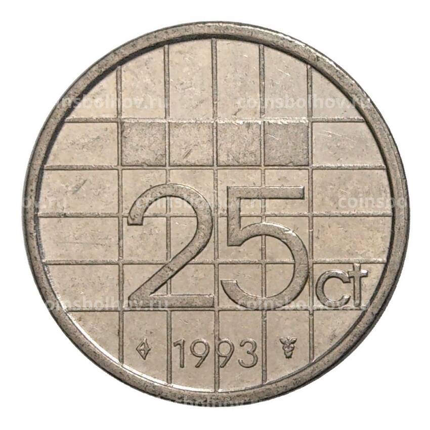 Монета 25 центов 1993 года Нидерланды