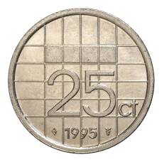 Монета 25 центов 1995 года Нидерланды (аверс)
