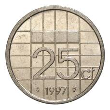 Монета 25 центов 1997 года Нидерланды (аверс)