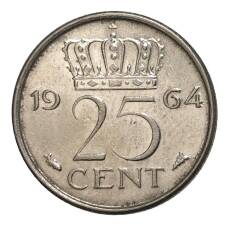 Монета 25 центов 1964 года Нидерланды (аверс)