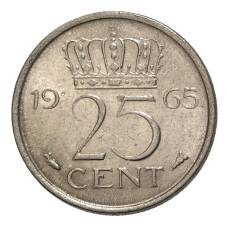 Монета 25 центов 1965 года Нидерланды (аверс)