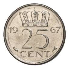 Монета 25 центов 1967 года Нидерланды (аверс)