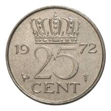 Монета 25 центов 1972 года Нидерланды (аверс)