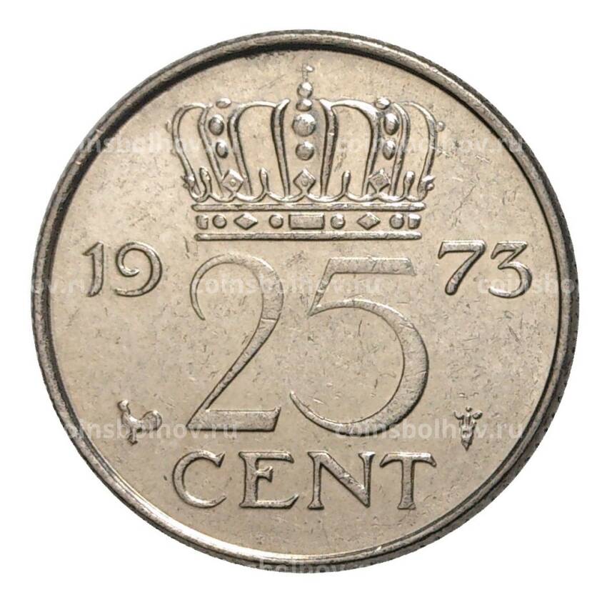 Монета 25 центов 1973 года Нидерланды