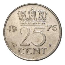 Монета 25 центов 1976 года Нидерланды (аверс)