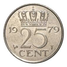 Монета 25 центов 1979 года Нидерланды (аверс)