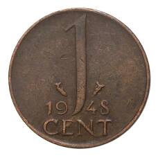Монета 1 цент 1948 года Нидерланды (аверс)