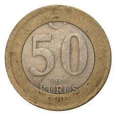 Монета 50 куруш 2005 года (аверс)