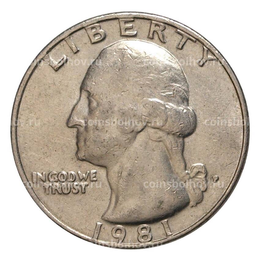 Монета 25 центов (1/4 доллара) 1981 года Р — США